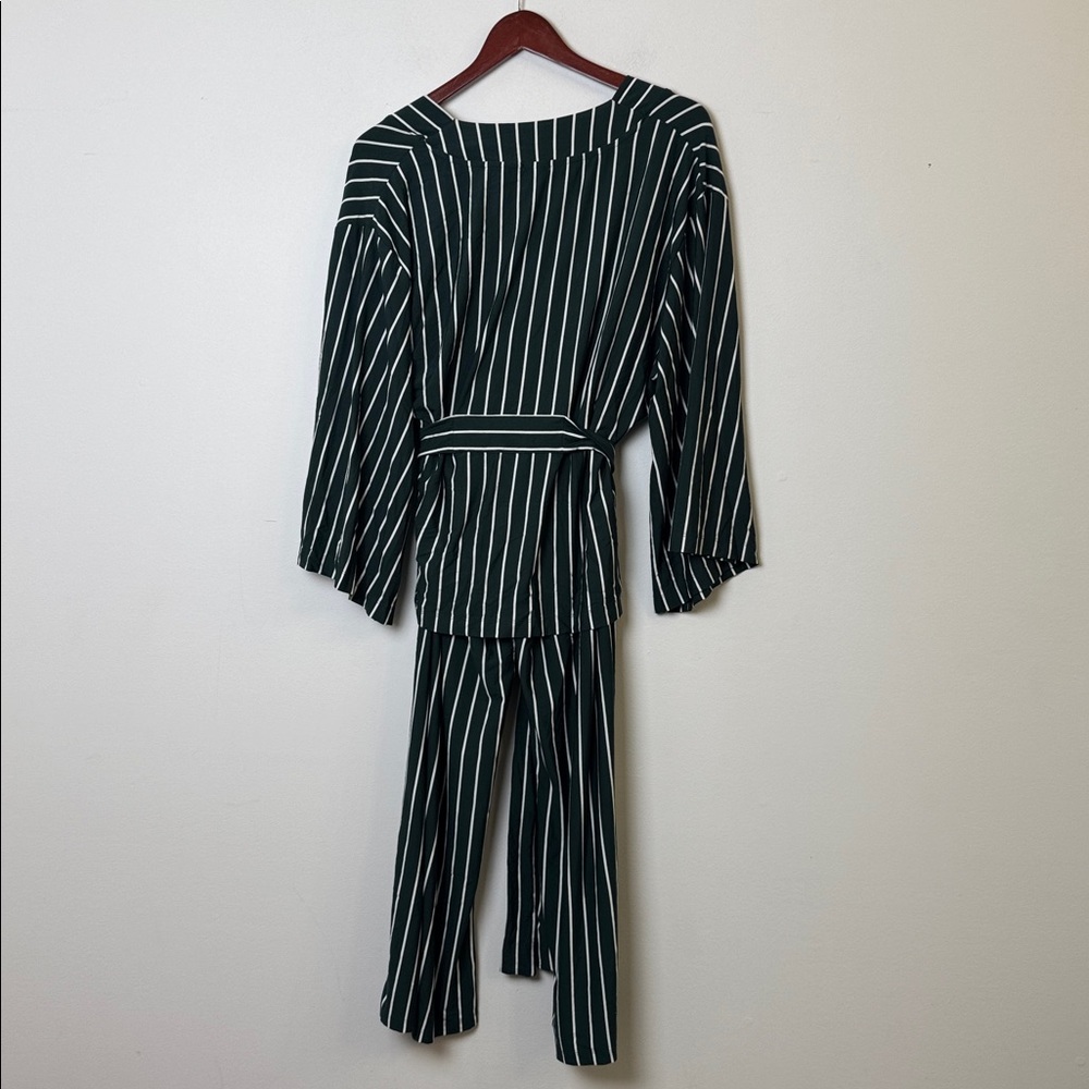 LAKE Dream Modal Kimono Pajama Set in Conifer Stripe L - Picture 7 of 8
